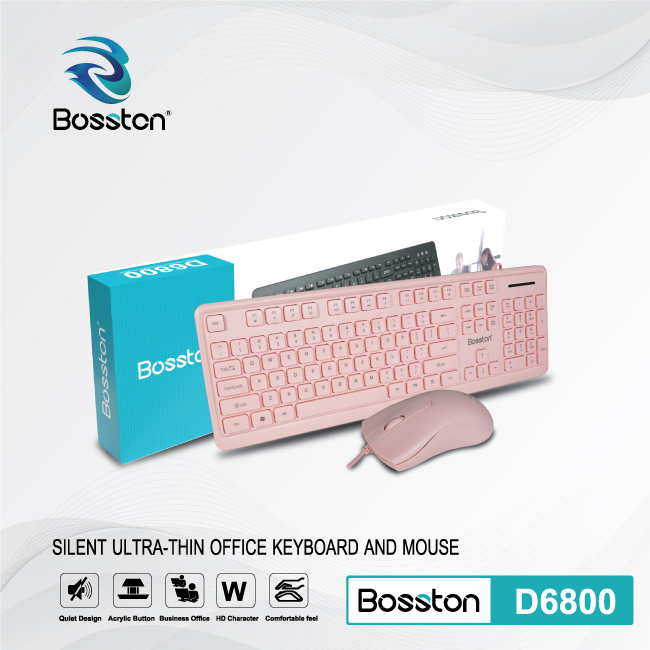 COMBO BÀN PHÍM + MOUSE BOSSTON D6800 PINK
